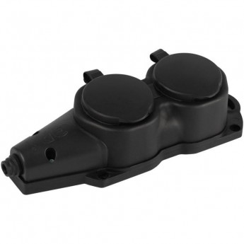 Колодка ЭРА Б0068451 KX-2e-B-IP44 каучуковая с заземлением 2 розетки 16A IP44 черный