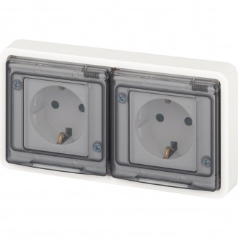 Розетка ЭРА ЭКСПЕРТ 11-2503-01 2х2P+E горизонтальная IP55 16А-250В ОУ белая