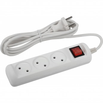 Удлинитель электрический ЭРА U-3s-3m-2x1 без заземления c выключателем 3 розетки 3м ПВС 2x1мм2 10А